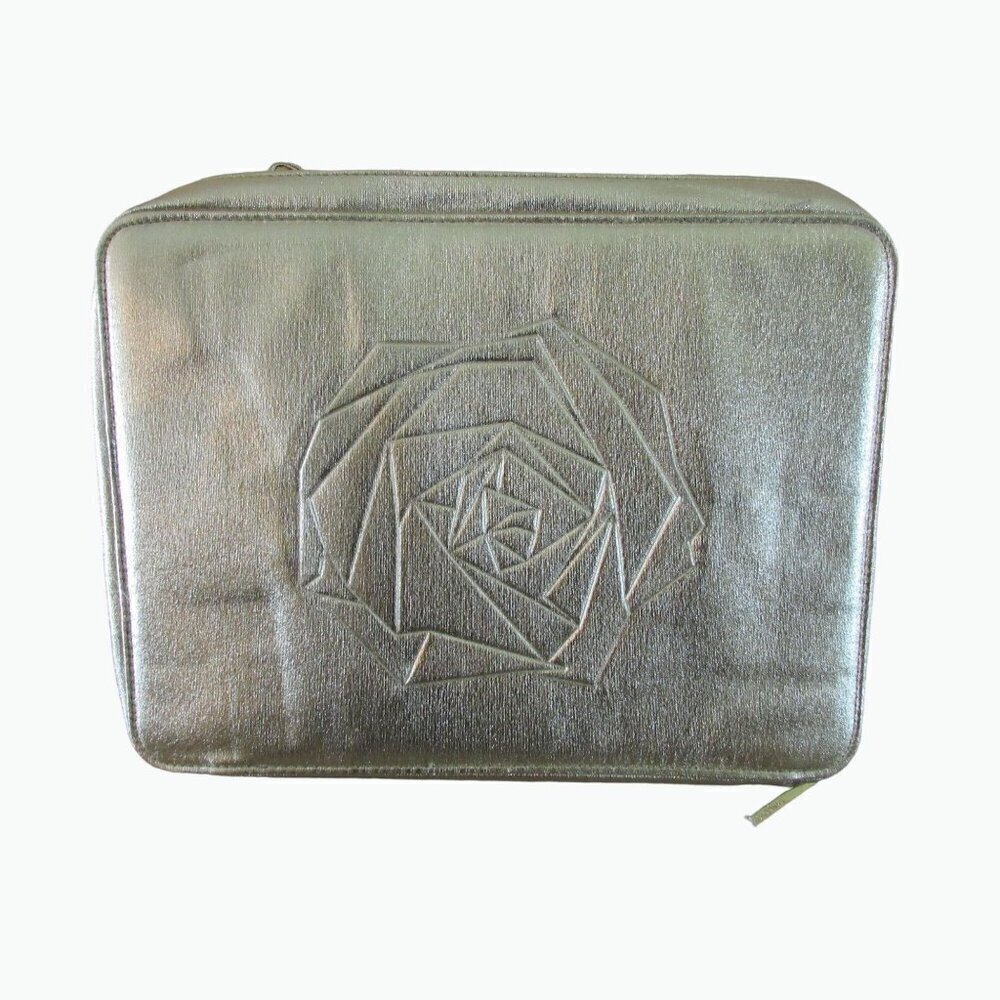 Lancome Makeup Toiletry Cosmetic Storage Travel Case Bag Gold